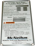 McNeilus 0000618 – Placard, Capacity, 12YD Mixer