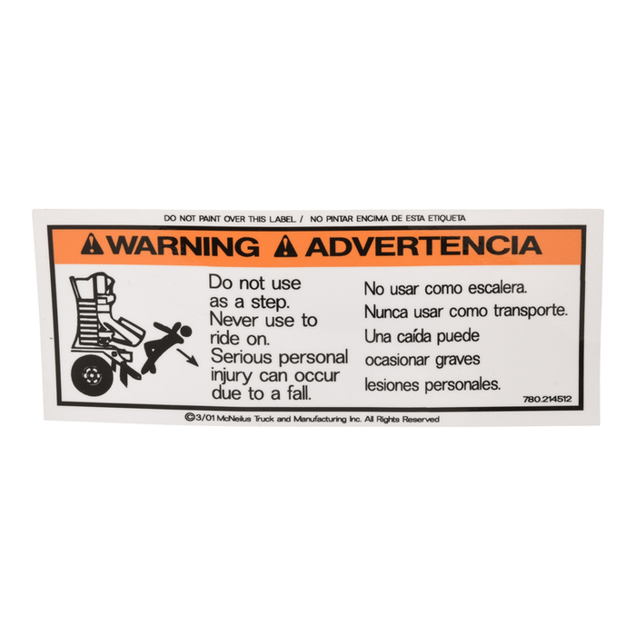 McNeilus 0214512 – Sign, Safe, Warn, DO NOT Step