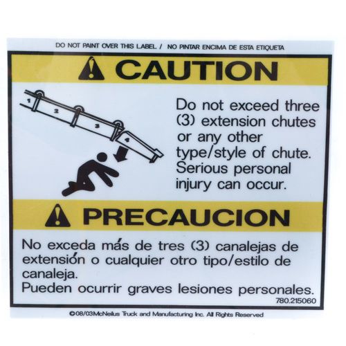 0215060 | McNeilus | SIGN,SAFE,CAUT,EXCEED 3 CHUTE