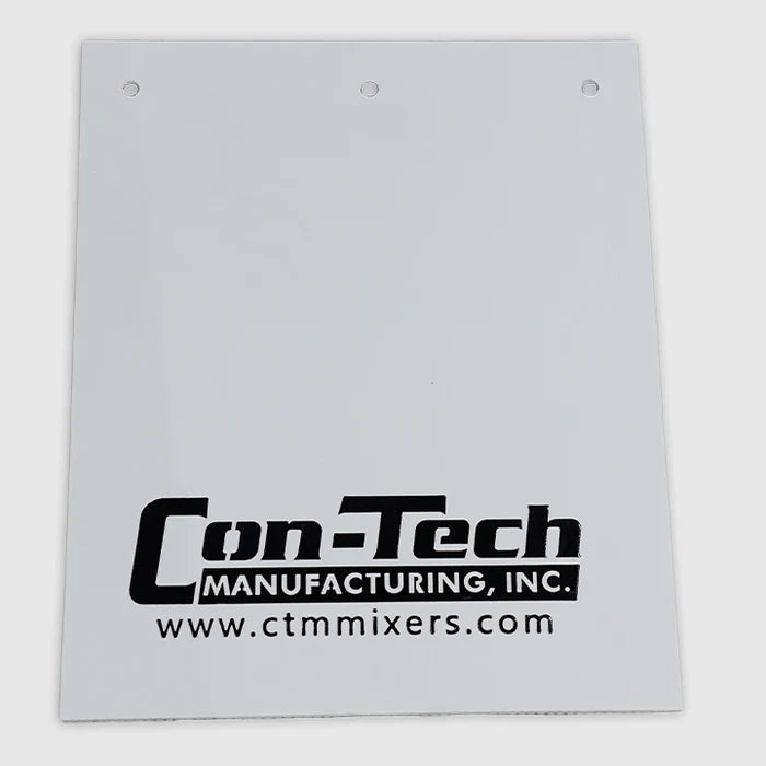 730042 | Con-Tech Manufacturing | MUDFLAP WHITE POLY WITH CTM LOGO 24" X 30"
