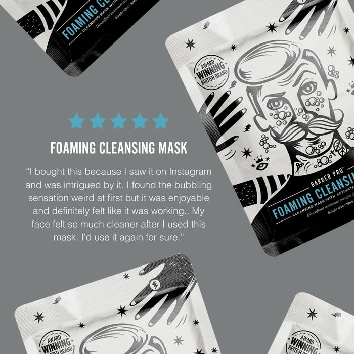 Barber Pro Foaming Cleansing Mask With Activated Charcoal (20ml) Masks Barber Pro