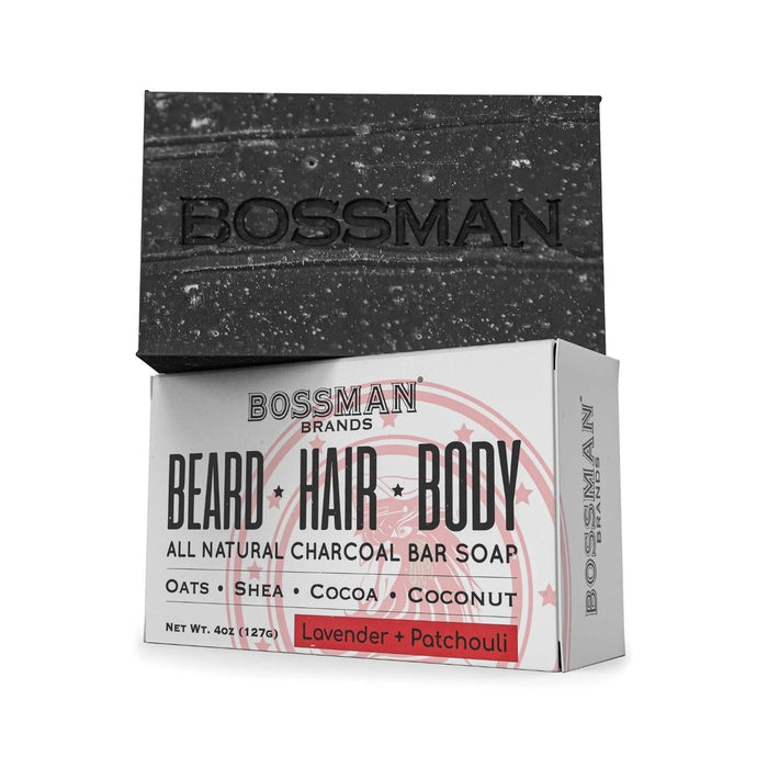 Bossman All Natural Exfoliating Beard, Hair & Body Bar Soap - Lavender & Patchouli (127g) Other Bossman