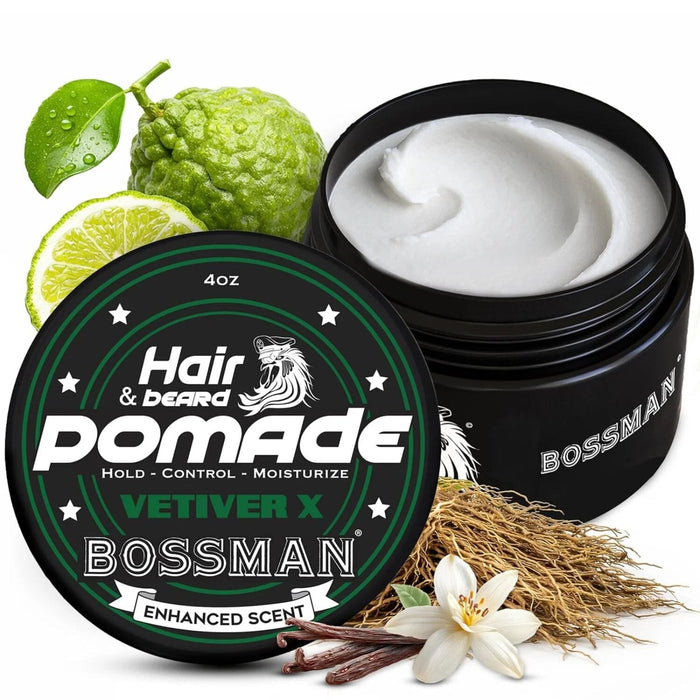 Bossman Hair & Beard Pomade - Vetiver X (4oz) Beard Balms Bossman