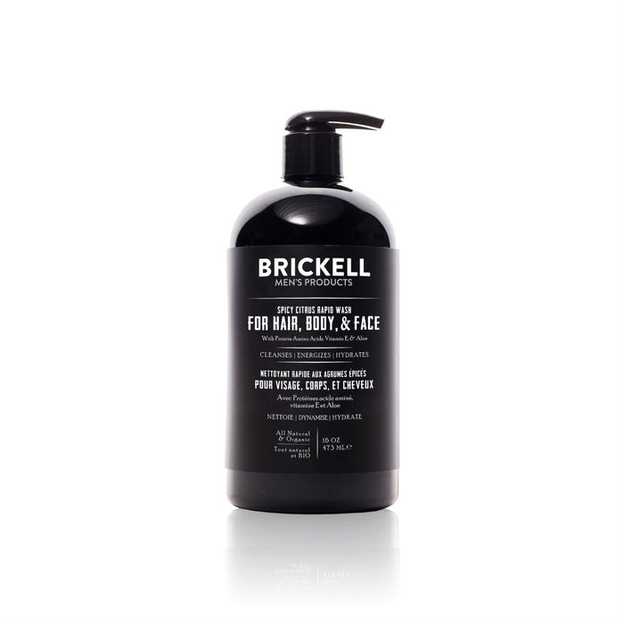 Brickell Rapid Wash for Hair, Body, & Face (Options) Shower Gels & Washes Brickell 473ml Spicy Citrus