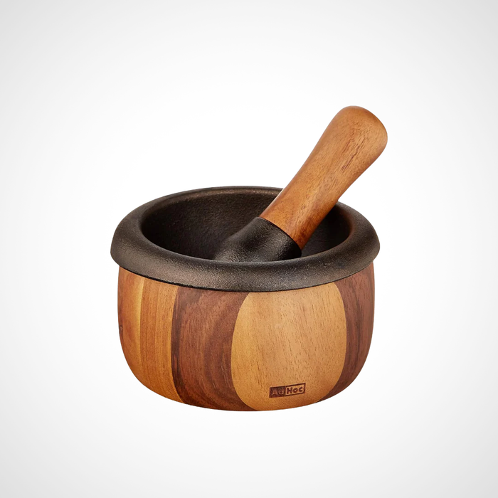 Crush Wood and Cast Iron Mortar and Pestle