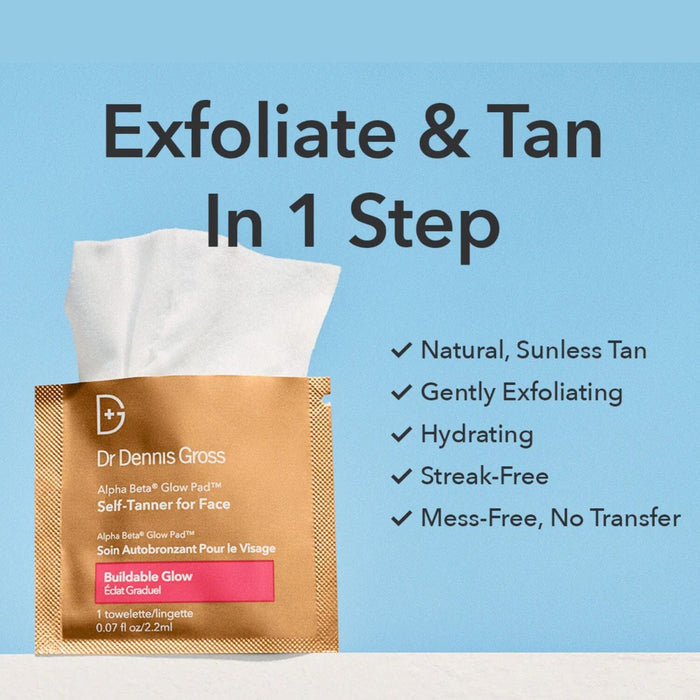 Dr. Dennis Gross Skincare Alpha Beta Glow Pad Self Tanner for Face (20 towelettes) Self Tanners Dr. Dennis Gross