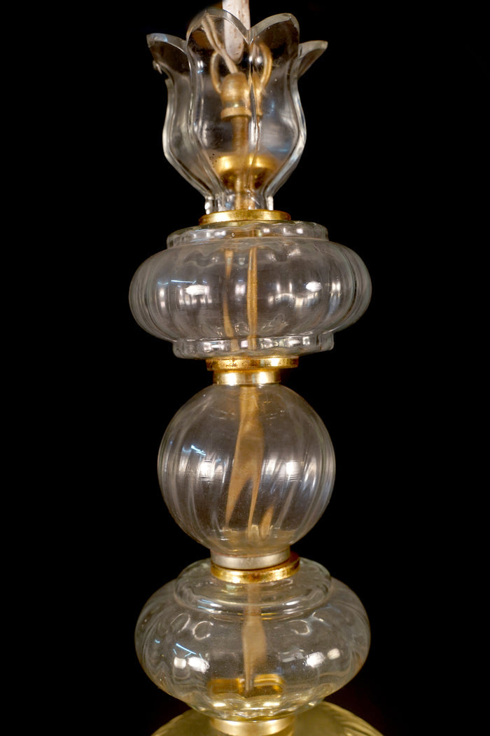 Glass and Gold Pendant Light with Intricate Leaf Motif - Aartaa decor