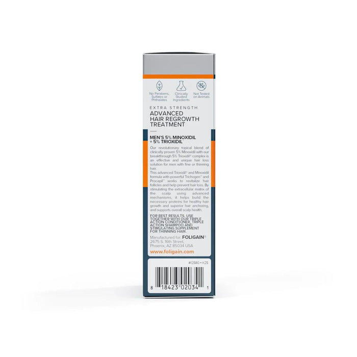 Foligain Advanced Hair Regrowth Treatment For Men with 5% Minoxidil & 5% Trioxidil (59ml) Hair Loss Treatments Foligain