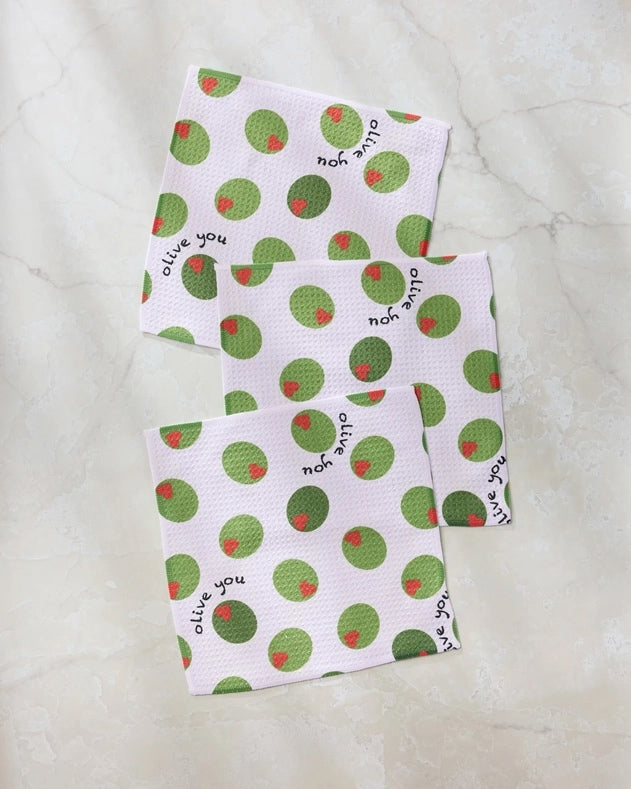 Geometry Dishcloth: Olive You