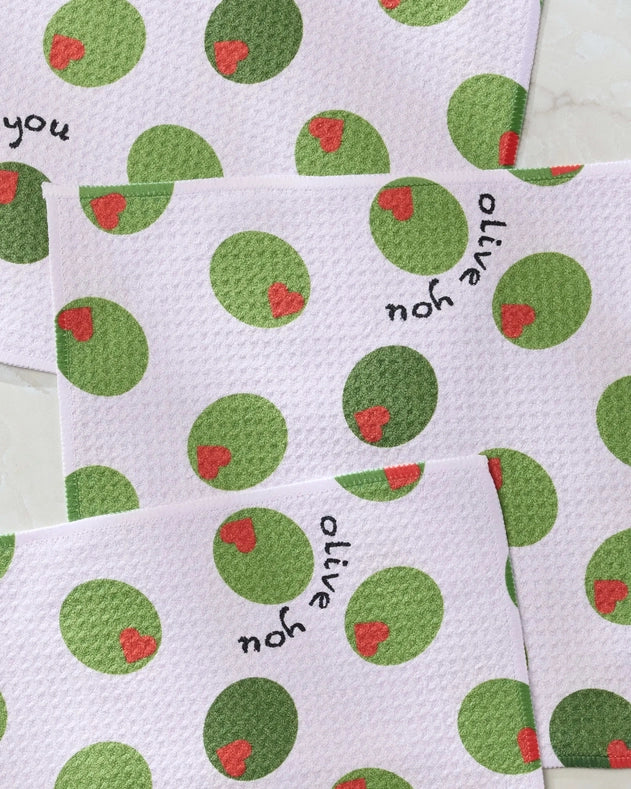 Geometry Dishcloth: Olive You