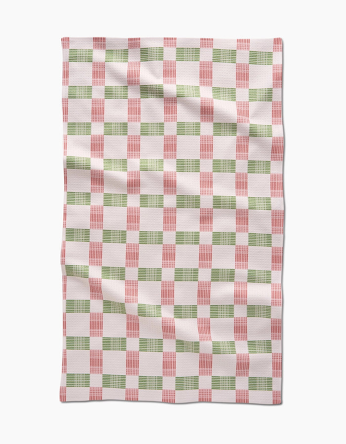 Geometry Kitchen Tea Towel: Be Merry Plaid