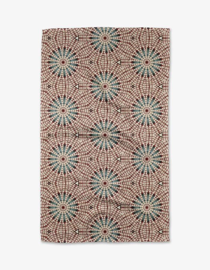 Geometry Kitchen Tea Towel: Blue Aster Foxtrot