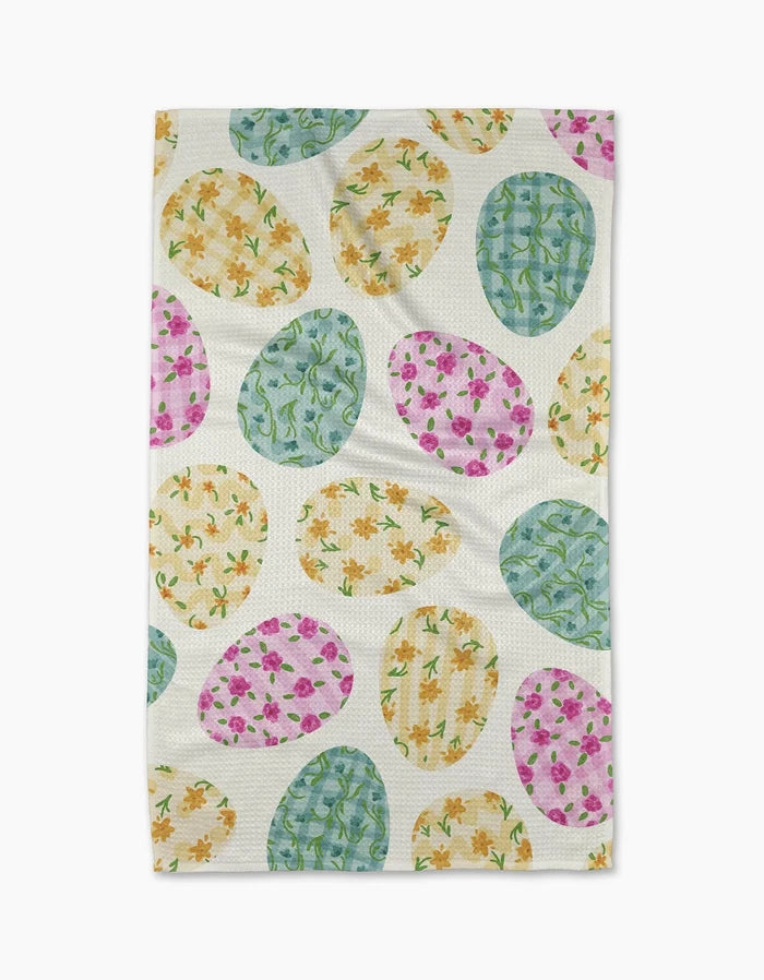 Geometry Kitchen Tea Towel: Colorful Easter Eggs