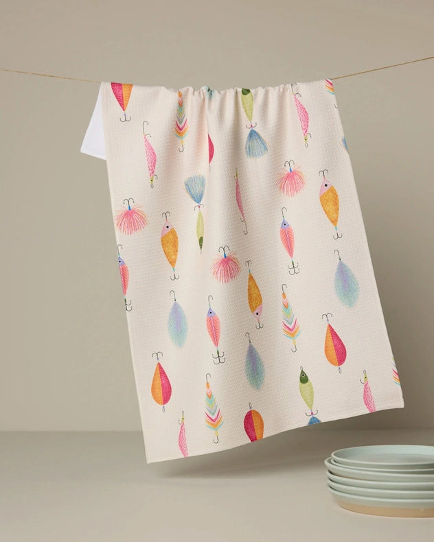 Geometry Kitchen Tea Towel: Fishing Lures