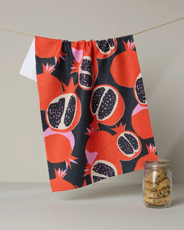 Geometry Kitchen Tea Towel: Graphic Pomegranates