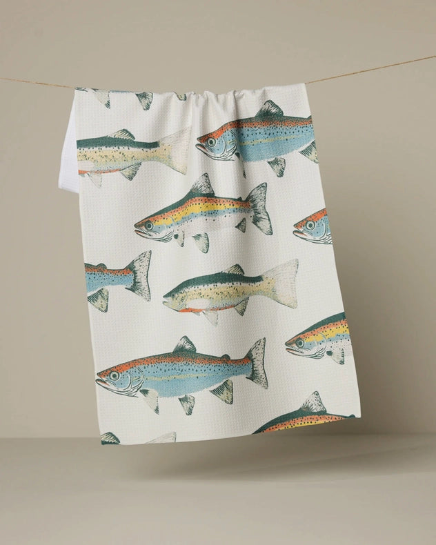 Geometry Kitchen Tea Towel: Hooked on Fishing