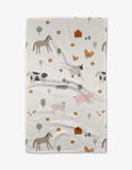 Geometry Kitchen Tea Towel: Light Farm Animals