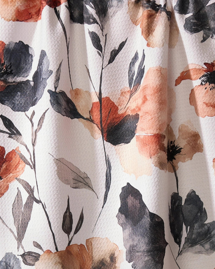 Geometry Kitchen Tea Towel: Moody Poppy