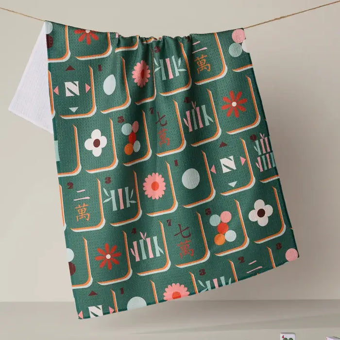 Geometry Kitchen Tea Towel: Moss Tile Toss