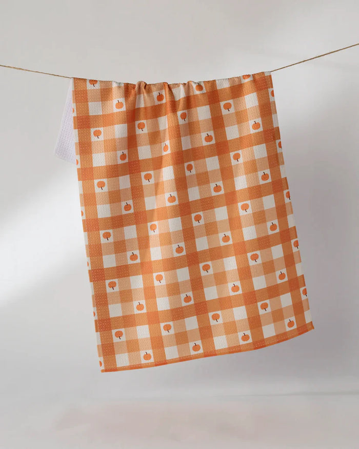Geometry Kitchen Tea Towel: Pumpkin Check