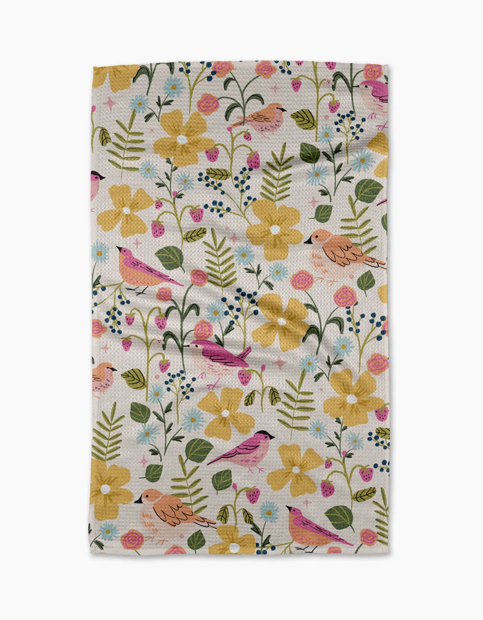 Geometry Kitchen Tea Towel: Summer Songbirds