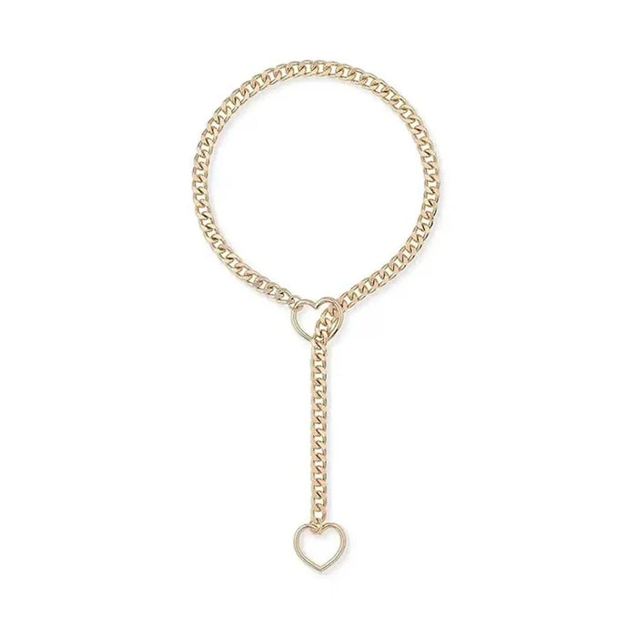Heart O-Ring Slip Choker Chain (Gold)