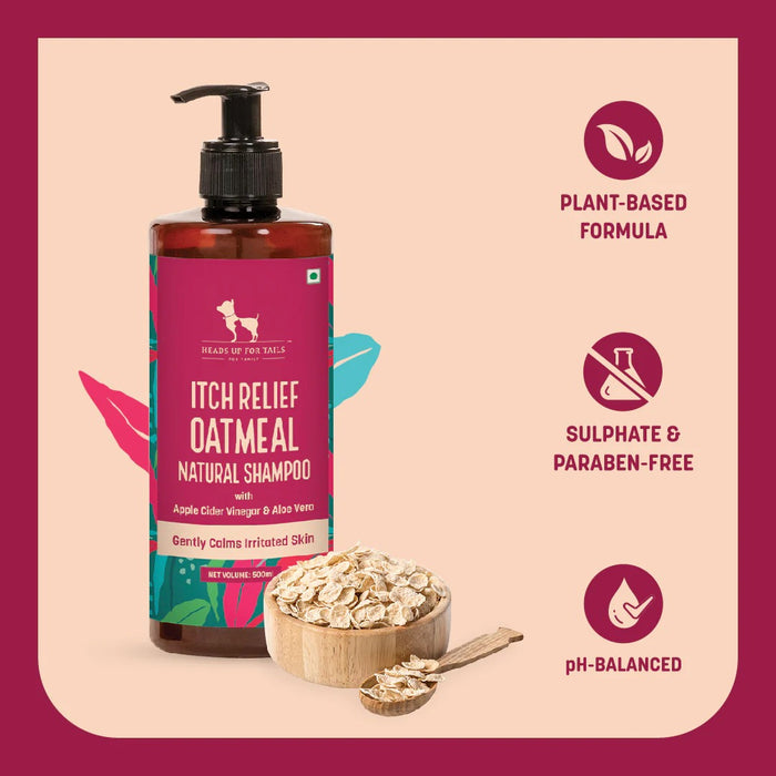 HUFT Natural Itch Relief Oatmeal Shampoo For Dog - Apple Cider Vinegar & Aloe Vera - 200 ml
