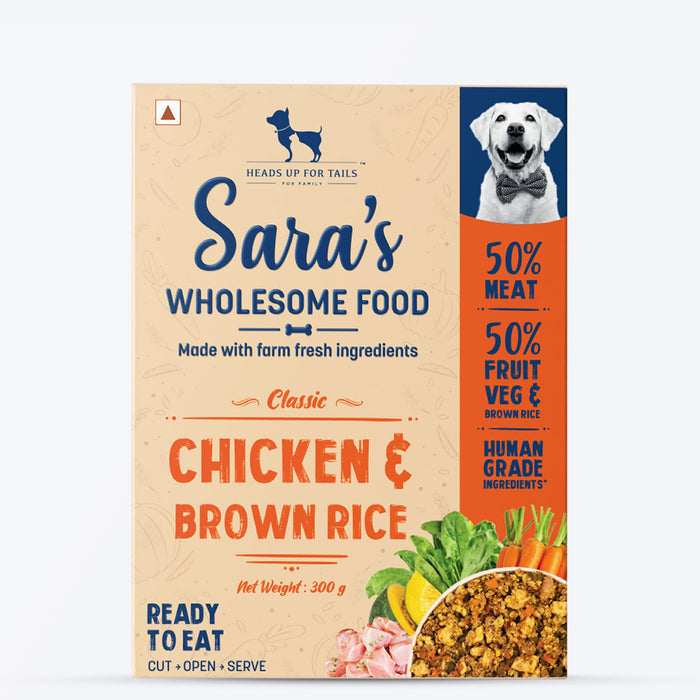 HUFT Sara's Wholesome Food - Classic Chicken And Brown Rice Dog Wet Food (300gm Packs) - Heads Up For Tails