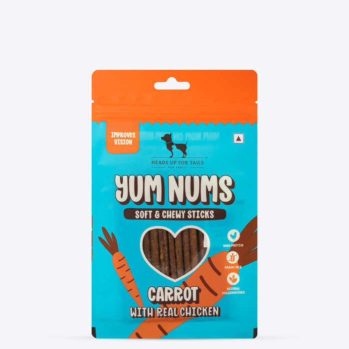 HUFT Yum Nums Soft & Chewy Sticks Carrot With Real Chicken Treat For Dogs - 75 g - Heads Up For Tails