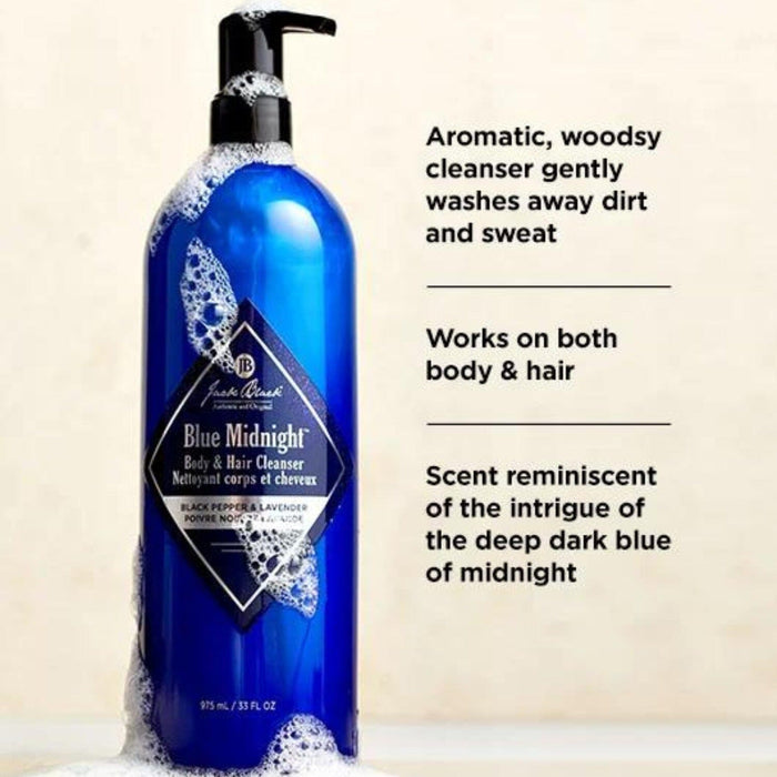 Jack Black Blue Midnight Body & Hair Cleanser (Size Options) Shower Gels & Washes Jack Black