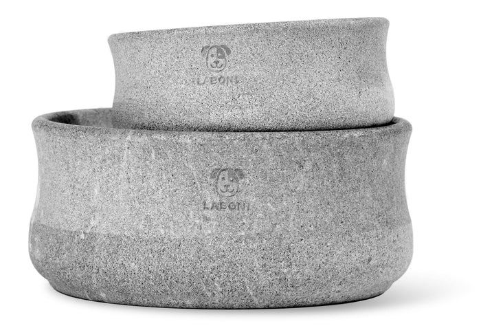 Laboni Soapstone Dog & Cat Bowl Rocky-Pet Bowls, Feeders & Waterers-Laboni- Silver Circle Pets