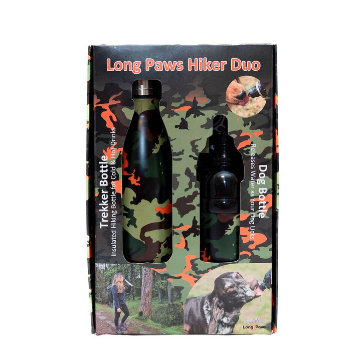 Long Paws - Human & Dog Walter Bottle Hiker Duo-Pet Bowls, Feeders & Waterers-Long Paws- Silver Circle Pets