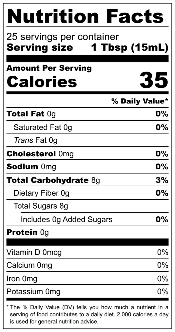 AllSpice Mango Habanero Fruit Vinegar Nutrition Information