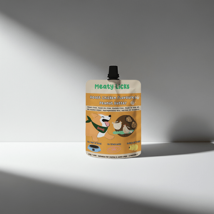 Meaty Licks Roast Chicken Peanut Butter Dog Treat Pouch | Pilgrim Pets - Pilgrim Pet Supplies