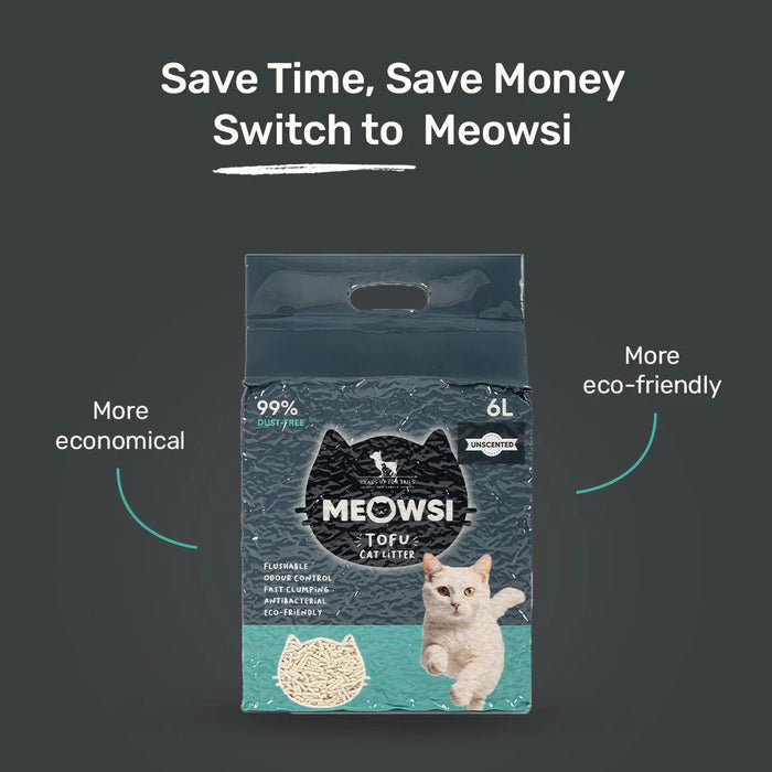 Meowsi by HUFT Tofu Cat Litter - Unscented - 6 Ltr
