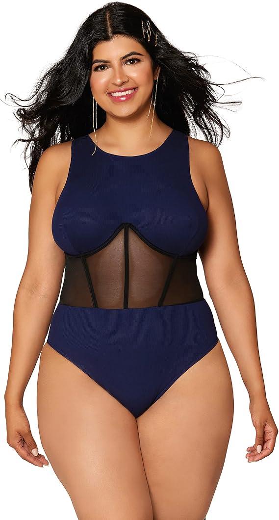 Rib Knit Corset Teddy