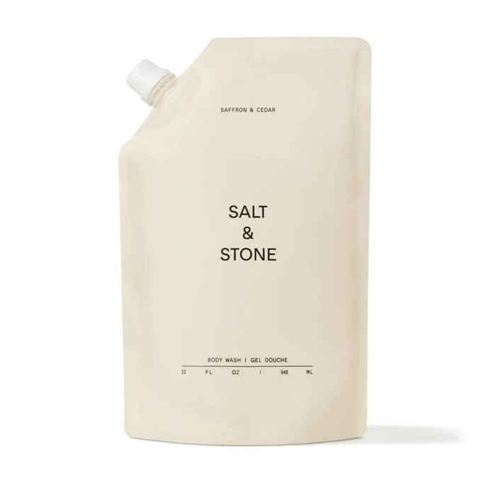 Salt & Stone Body Wash - Saffron & Cedar (450ml) Body Wash Salt & Stone 946ml (REFILL POUCH)