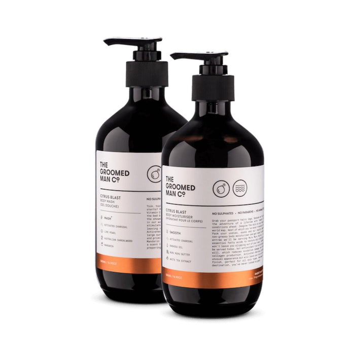 The Groomed Man Co Citrus Blast Body Wash and Moisturizer Kit Shower Gels & Washes The Groomed Man Co.